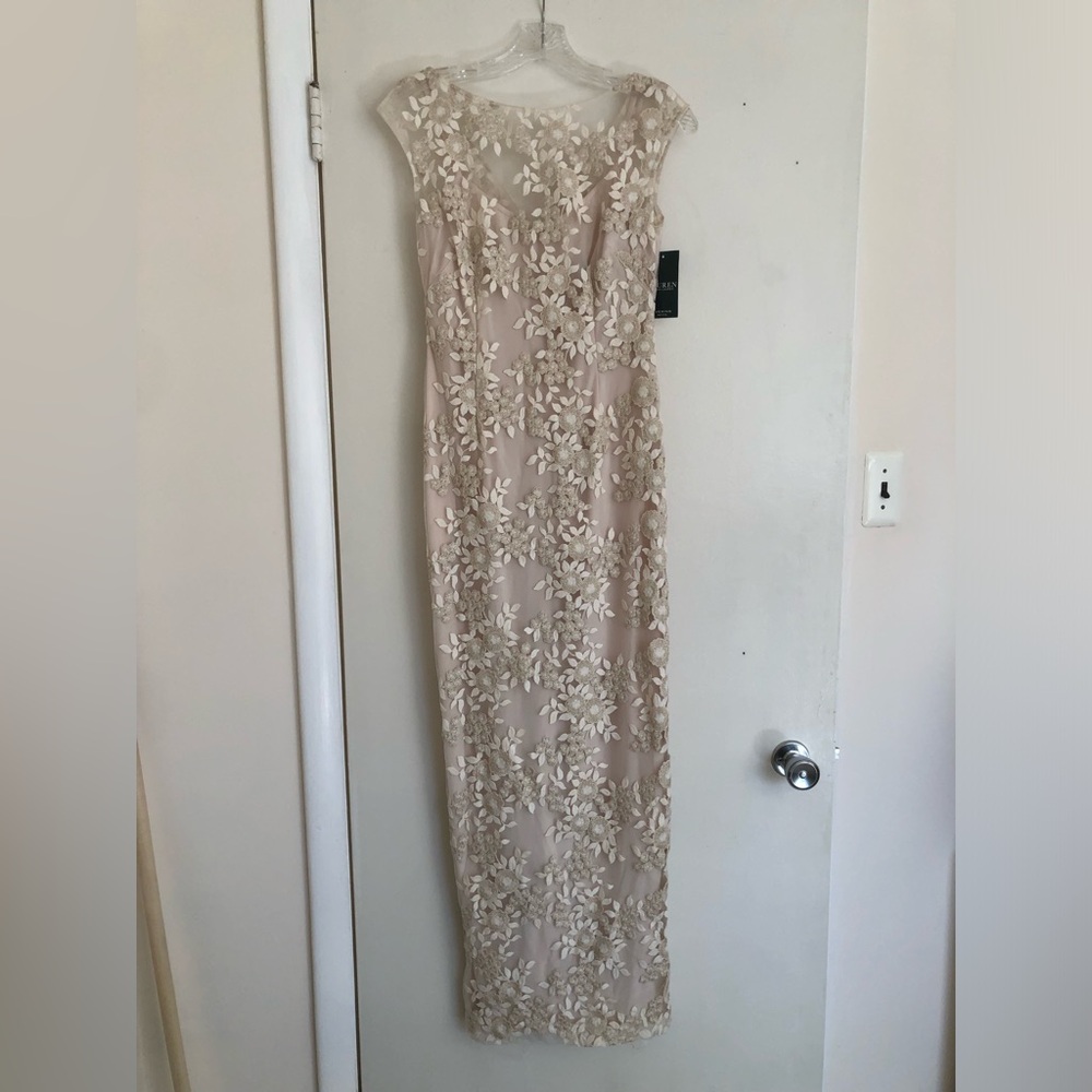 NWT Crème Floral Ralph Lauren Gown